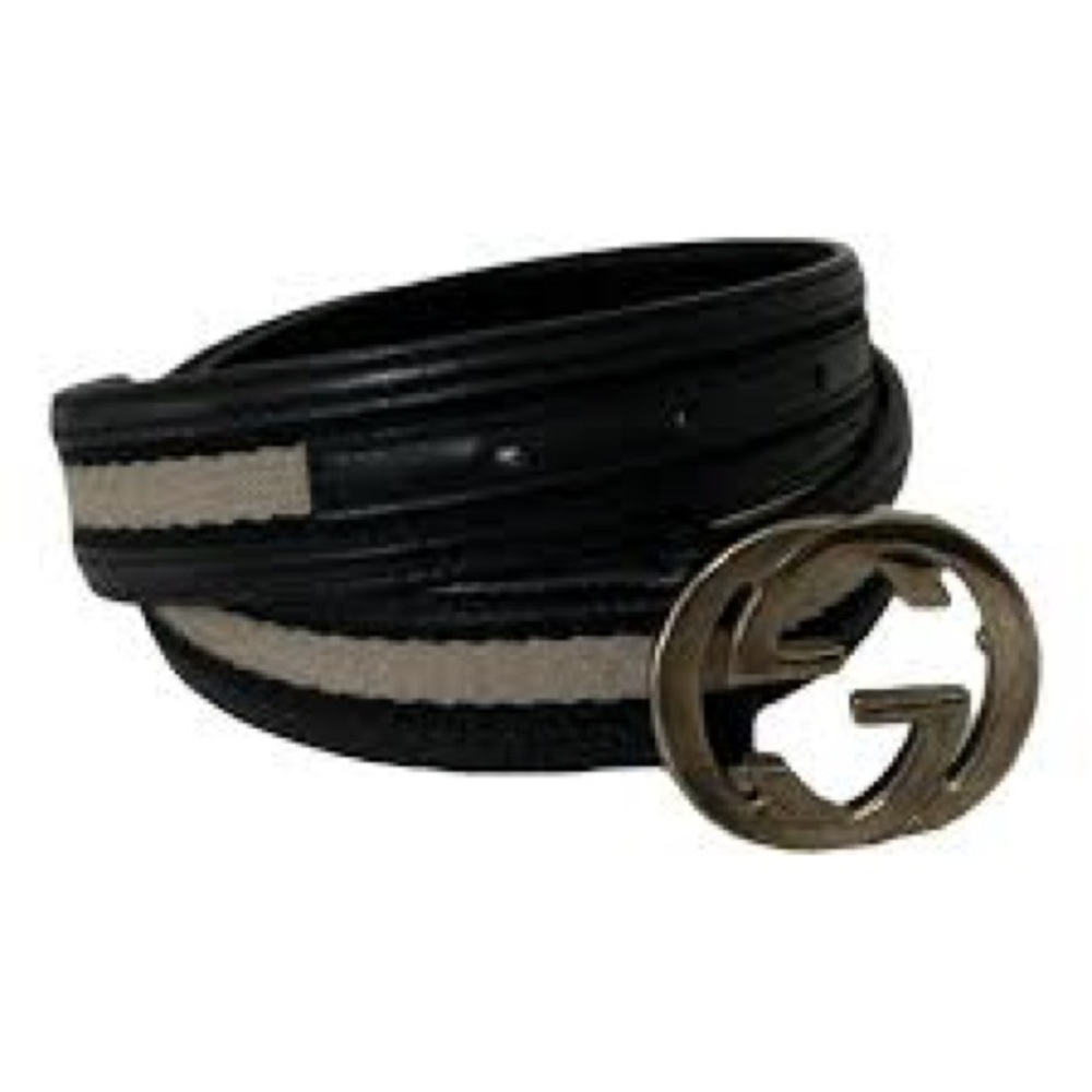 Gucci Black Belt with Gold Logo Buckle